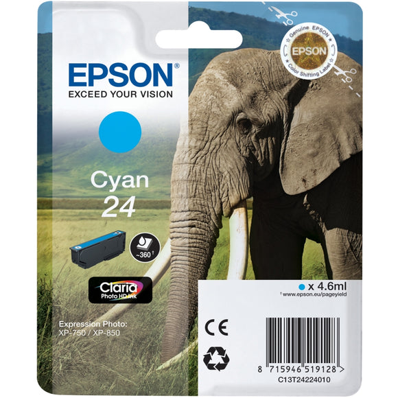 Epson 24XL Elephant Cyan Ink Cartridge