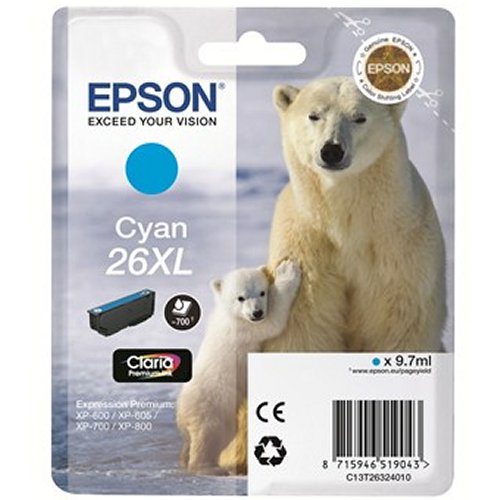 Epson T2632 26XL Hi Capacity Cyan Ink Cartridge
