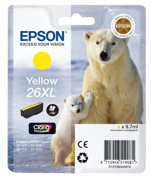 Epson T2634 26XL Hi Capacity Yellow Ink Cartridge