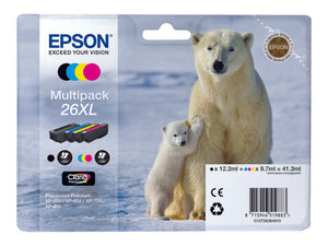 Epson T2636 26XL Hi Capacity Multipack Of 4 Ink Cartridges
